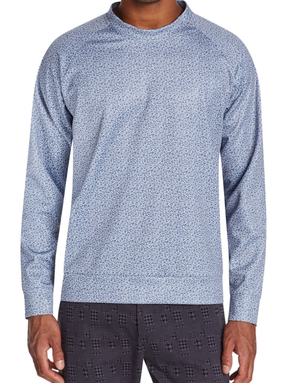 Tallia Blue Tonal Leopard Print Raglan Pullover/0690